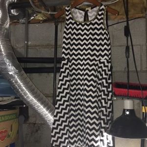 Zig Zag Black and White Dress with Gold Border